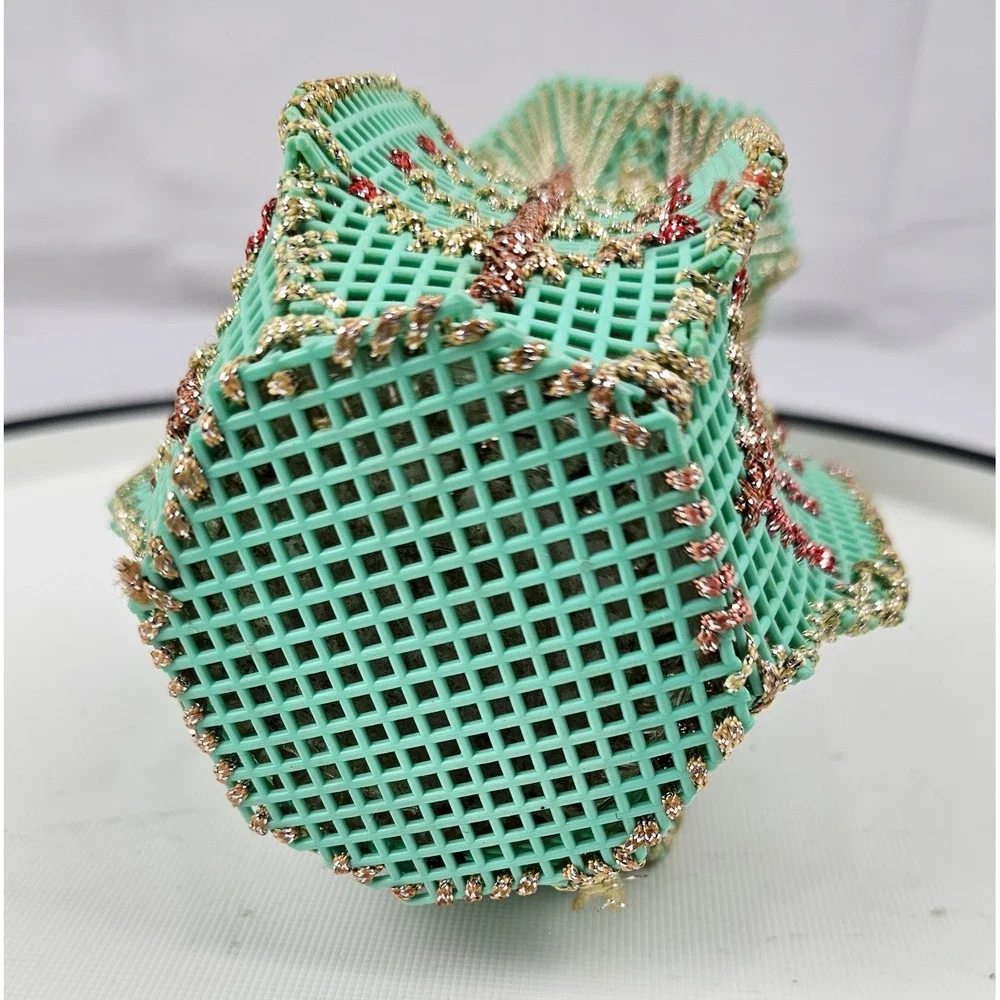 Unique Mint Green Gold Accent‎ Vase Vintage Style Table Decor Flower Holder